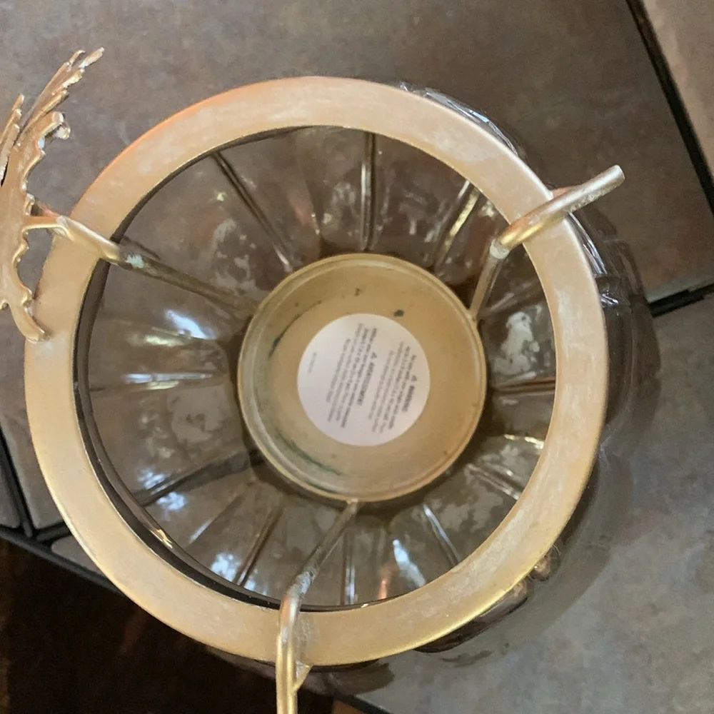 PIER 1. Glass Pumpkin With Removable Metal Pillar Candle‎ Holder.